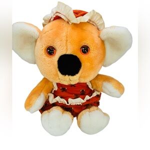 Vintage 1986 80s Hasbro Softies Googlies Plush 12” Orange Koala Bear Sleep Eyes